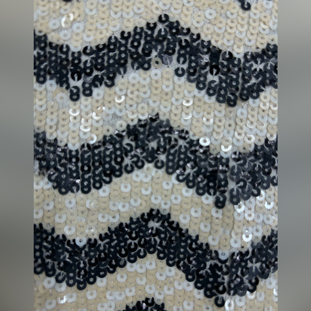 J. Crew Long Sleeve Sequin Chevron Shift Dress in Gold and Black - Picture 5 of 8